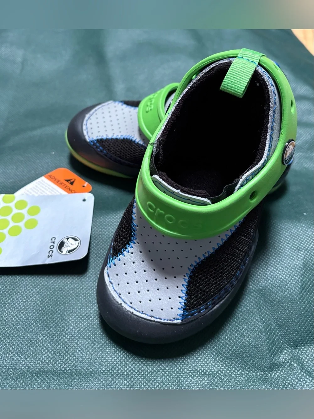CROCS Kids Lime Green & Gray Water-Friendly Slip-Ons